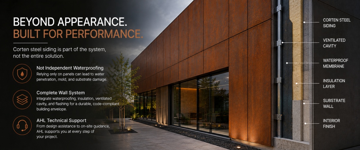 Treating Corten Steel Siding As An Independent Waterproofing Structure
